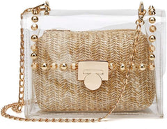 2 in 1 Women's Transparent Studded Crossbody Bag - Nimall