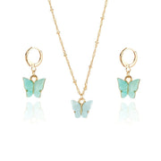 2 - piece jewelry set, acrylic butterfly necklace earrings set. - Nimall