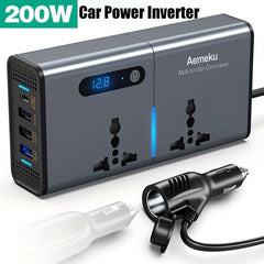 200W Car Inverter 12V/24V Universal Gauge 220V Socket PD Fast Charging - Nimall