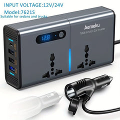 200W Car Inverter 12V/24V Universal Gauge 220V Socket PD Fast Charging - Nimall