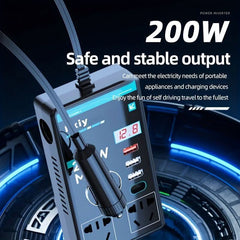 200W Car Power Inverter: Portable Fast Charging with LED Display - Nimall