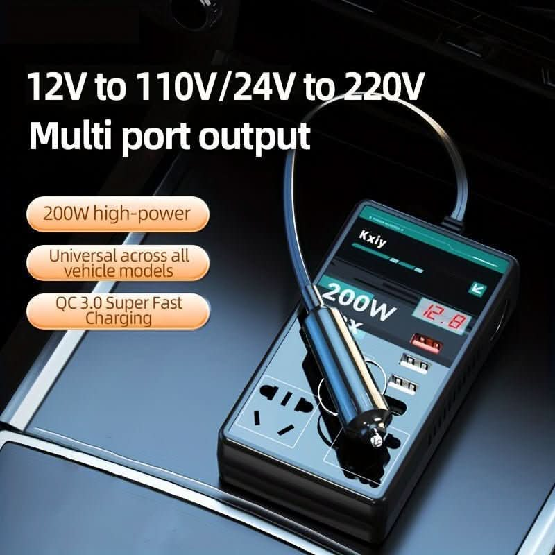 200W Car Power Inverter: Portable Fast Charging with LED Display - Nimall