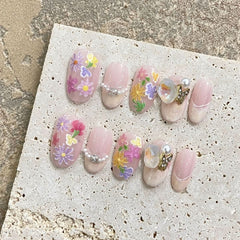 2024 new handmade wearing nail spring sweet hand - painted small floral petal phototherapy nail wearing nail sticker - Nimall