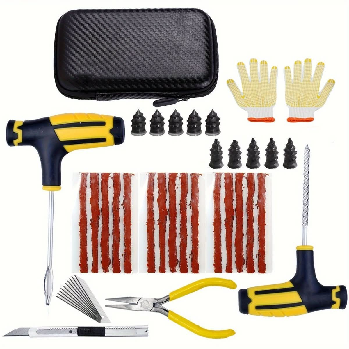 23pcs/42pcs Car Tire Repair Ki Tire Strips Stirring Glue Repair Tool Kit - Nimall