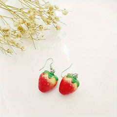 3D three - dimensional bionic strawberry earrings daily wear accessories - Nimall