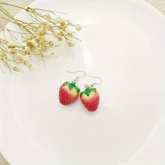 3D three - dimensional bionic strawberry earrings daily wear accessories - Nimall