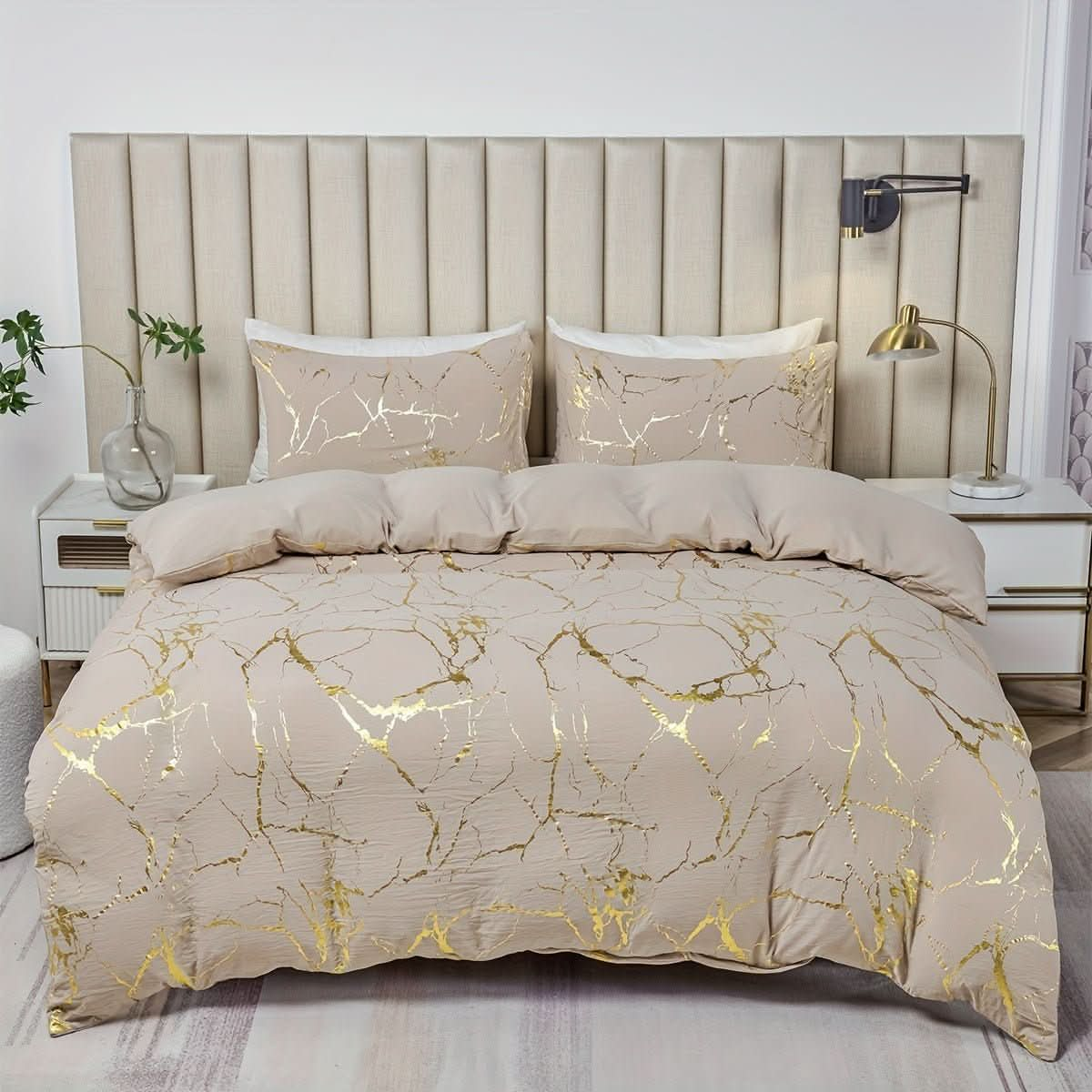 3pcs Luxury Bronzing Print Duvet Cover Set - Nimall