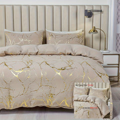 3pcs Luxury Bronzing Print Duvet Cover Set - Nimall