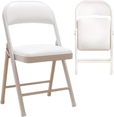 Heavy Duty Padded Folding Chair, 10cm Slim Carbon Steel Frame Seat
