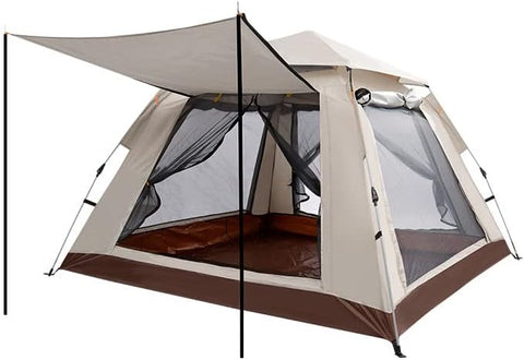 3-4 Person Camping Tent with Waterproof Mat & Pillows, 210D Oxford Fabric, Easy Setup Spring Frame, UV Protection - Perfect for Outdoor Adventures