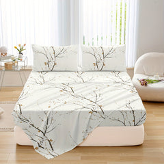 4pcs Luxury Flower Print Fitted Sheet Set - Nimall