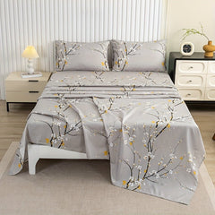 4pcs Luxury Flower Print Fitted Sheet Set - Nimall