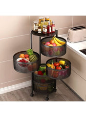 5 - Tier Storage Cart, Black, 31 x 31 x 86 cm NH002 AL154 - Nimall