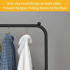 Clothes Rack with Double Rods 110cm, Metal Garment Rack Coat Rack Shoes Rack, Clothes Rail Stand, Multipurpose Clothes Hanger Organizer (Black)