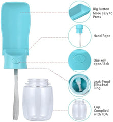 Foldable Pet Water Bottle with Bowl, 12oz Blue