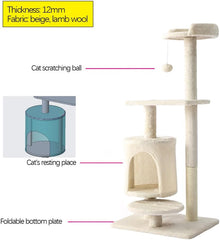 indoor cat tree with sisal covered catch posts and plush catch balls
