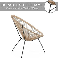 Beige PE Rattan Balcony Table & Chair Set 90 × 72 × 39 cm – 2 Seater Metal Frame Outdoor Bistro Set for Patio, Balcony & Garden
