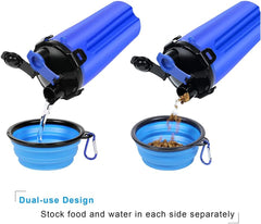 2-in-1 Dog Travel Water & Food Bottle, Leakproof