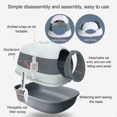Semi-enclosed Cat Litter Box With Round Edges Large Anti-splash Box