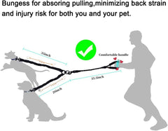 Dual Dog Leash, Dog Leash Coupler,360°Tangle Free Bungee Leash