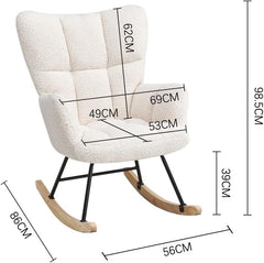 Modern Off White Rocking Chair – Soft Boucle Fabric