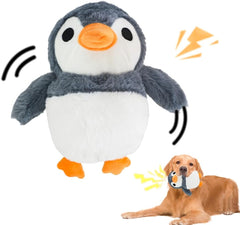 Jumping Squeaky Dog Toys with Recording and Music Modes, Rechargeable ,Penguin