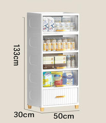 5-Tier Lidded Storage Bins, extra-Large Storage Bins, Kitchen Organizer Cabinet, multi-Layer Transparent Flip-Top Snack Organizer Cabinet, for Home, Kitchen & Bedroom