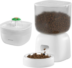 Automatic Cat Feeder with Cat Water Fountain | Smart WiFi Control, Voice Recorder & Customizable Portion Control | 2-in-1 Combo Set for Cats | Pet Supplies with Stainless Steel Bowl