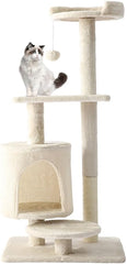 indoor cat tree with sisal covered catch posts and plush catch balls