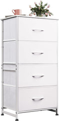 Dresser with 4 Drawers, Storage Tower, Organizer Unit, Fabric Dresser for Bedroom, Hallway, Nesting Tables, Entryway, Closets, Sturdy Steel Frame, Wood Top, Easy Pull Handle