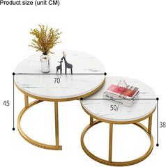Ceramic Top Coffee Table Set 70 cm & 50 cm