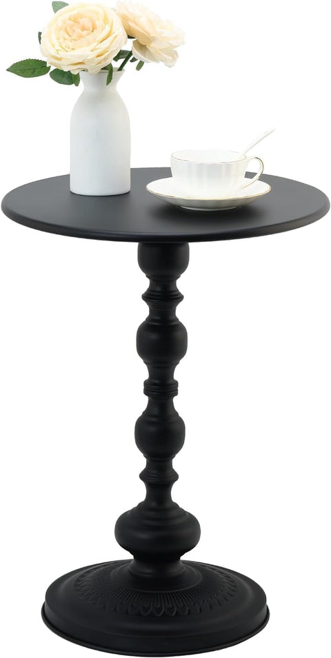 Mylindde Vintage Metal End Table, Matte Round Side Table Nightstand