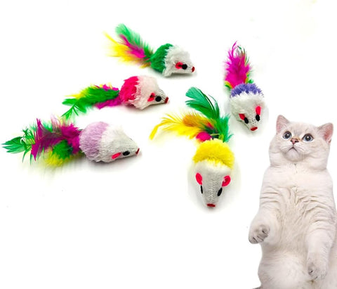 5PCS Rainbow Cat Mouse Toys for Indoor Cats