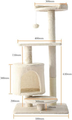 indoor cat tree with sisal covered catch posts and plush catch balls