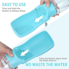Foldable Pet Water Bottle with Bowl, 12oz Blue