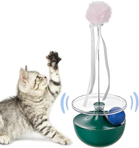 Interactive Cat Toy with Rotating Ball, Green