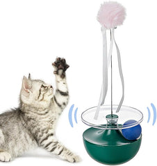 Interactive Cat Toy with Rotating Ball, Green