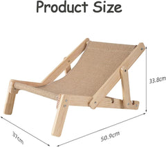 Sisal Cat Lounger,Adjustable Natural Wooden Cat chair for Indoor Cats