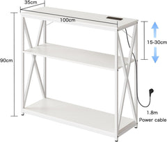 Adjustable 3-Tier Console Table, 100x35cm, Charging Port, Ideal