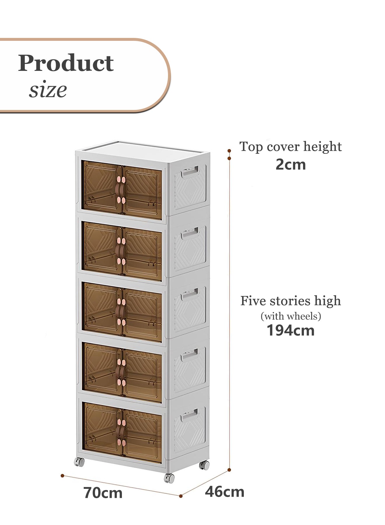 【KSA STOCK】Foldable plastic storage box with wheels and doors, five shelves, large size 193*70cm  NK008