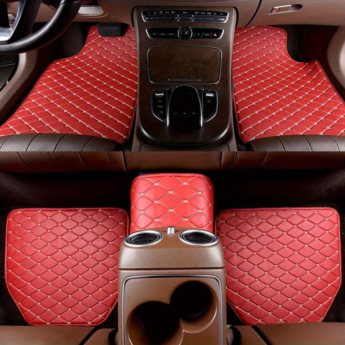 5pcs Car Floor Mats, Universal Waterproof Front & Rear Seats Floor Mats, PU Leather Car Interior Accessories - Nimall