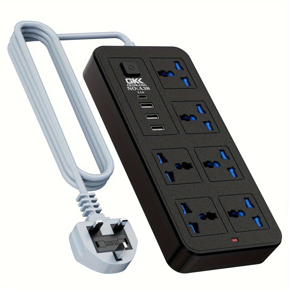 6 Way Power Strip Outlets Extender Switch Socket AC Plug And 3 USB & 1Type - C PD Charging Ports - Nimall