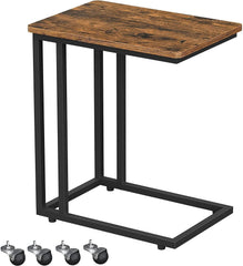 End/Side Table, TV Tray, C Shaped Snack Table with Metal Frame