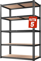 Heavy-Duty 5-Tier Adjustable Metal Storage Shelving Unit, Capacity Garage Utility Rack & Organizer (Black, 60 * 30 * 180 cm) – Suitable for Kitchen Pantry, Basement, Bathroom & Laundry Room