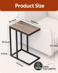 Side Table, C Shaped End Table for Couch, Sofa and Bed, Large Desktop C Table for Living Room, Bedroom, Bedside