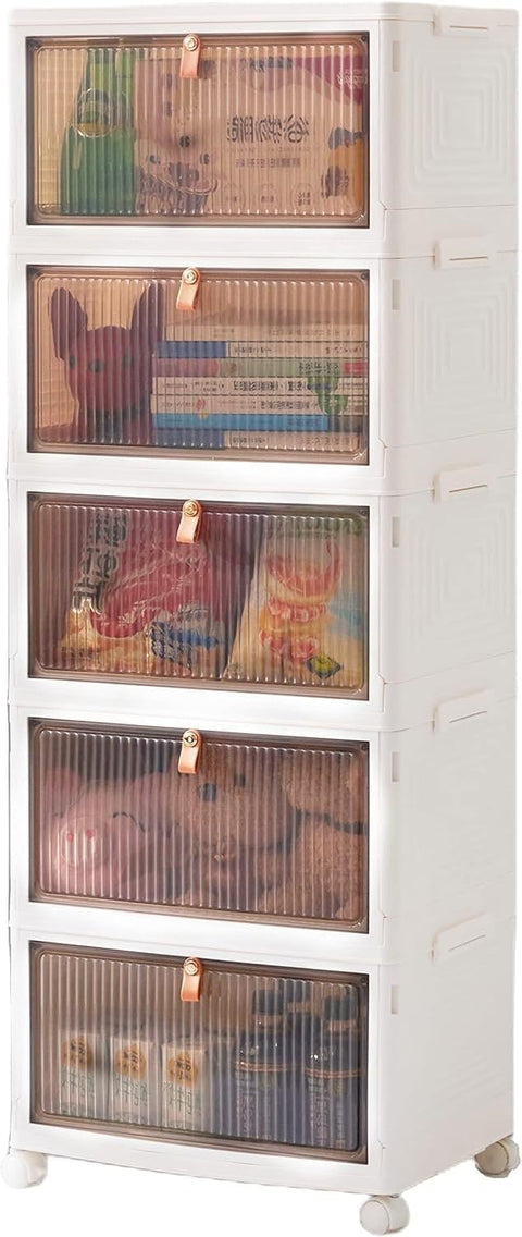 Cabinet Storage Containers for Home Living Room Office Closet (5-Tier)