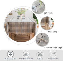 Tablecloths, Table Cloth for Dining Table,Tassel Wrinkle Free Table Cover,Outdoor Table Cloth,Rectangle Tablecloth for Kitchen Dinning Party (Gray Lattice, 140x180cm)