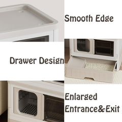 Foldable Cat Litter Box,Enclosure Cat Furniture Hidden Large Space Cat Toilet