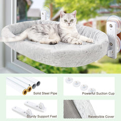 Cat Window Hammock Bed with Cushion, White