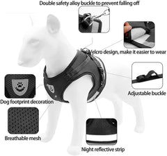 No Pull Adjustable Reflective Step-in Puppy Harness with Padded Vestfor
